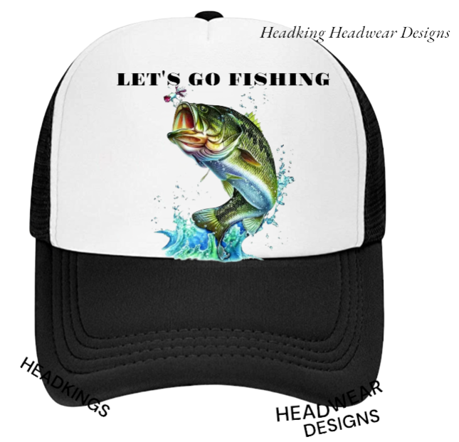 Fishing Hat Adjustable Snapback Trucker Hat Let's Go Fishing Hat Sea Fish Bait
