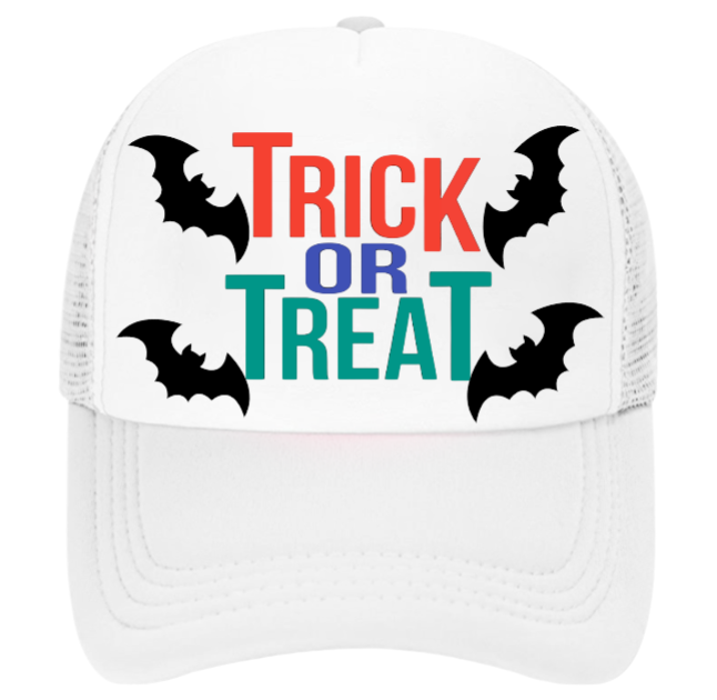 Trick Or Treat Halloween Hat Adjustable Snapback Trucker Hat 4 Bats Halloween
