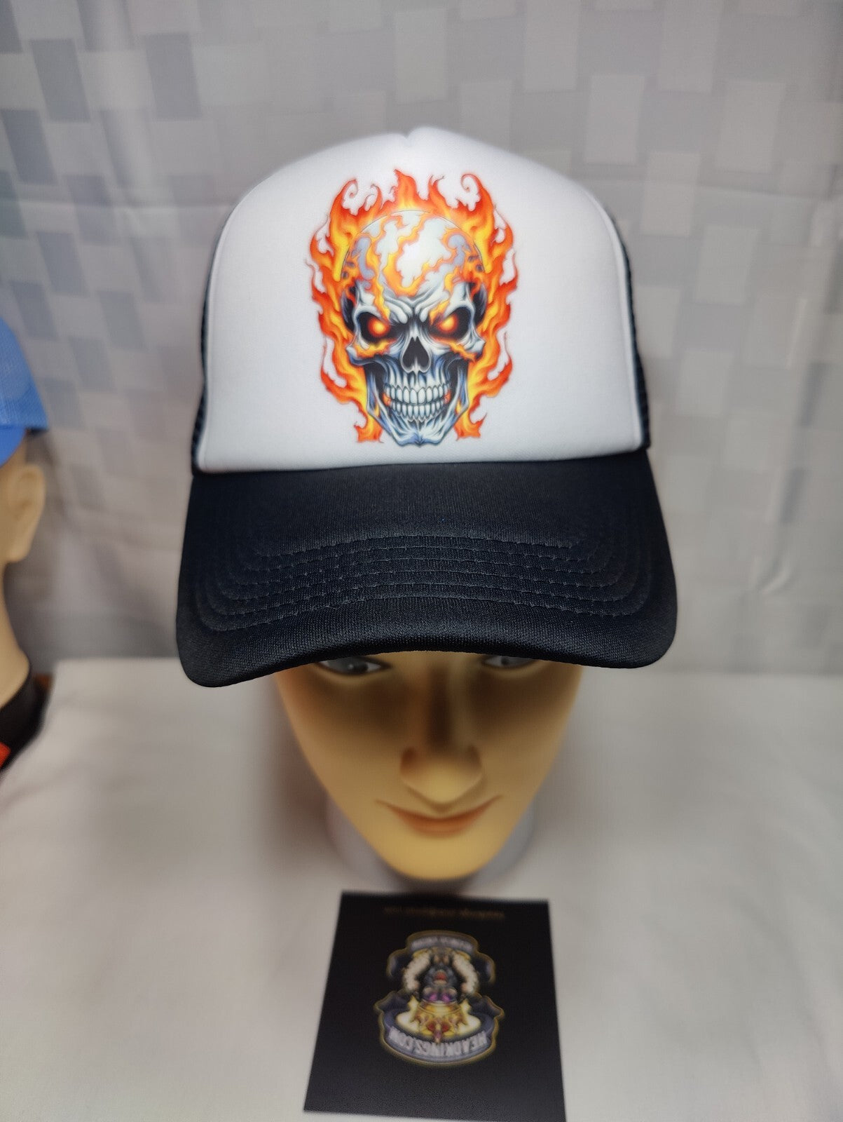 Flaming Skull Hat Adjustable Snapback Trucker Hat Burning Skull Hat Hardcore Hat