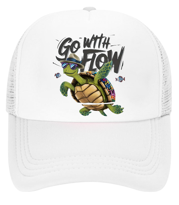Turtle Hat Adjustable Snapback Trucker Hat Go With The Flow Sea World Gift Hat