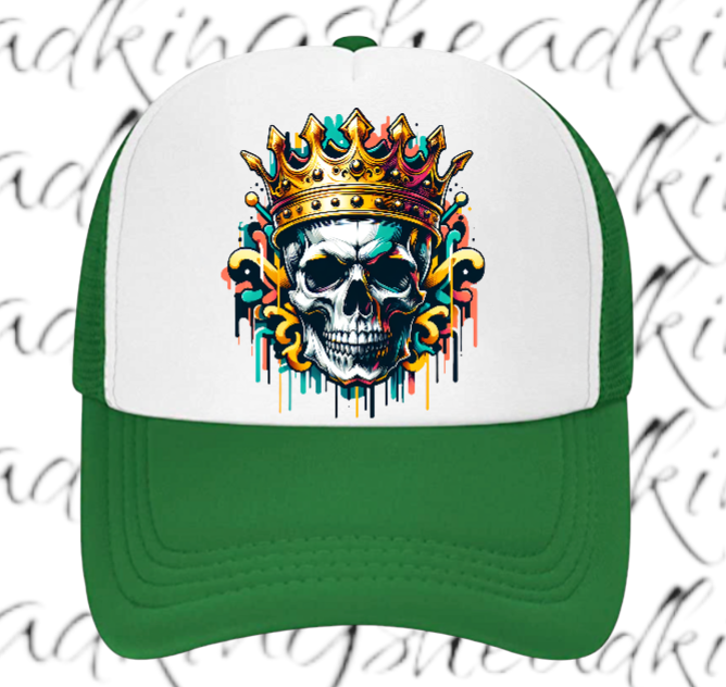 King Hat Adjustable Snapback Trucker Hat Skull Wearing Crown Hat Kingdom Hat