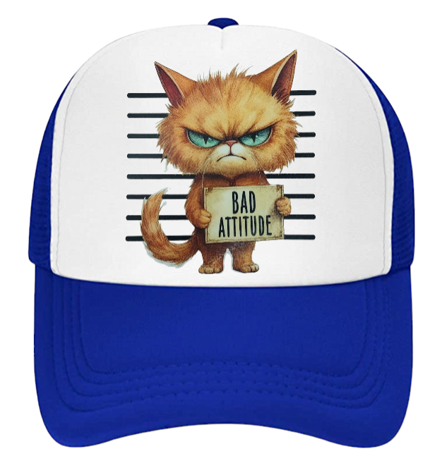 Cat Hat Adjustable Snapback Trucker Hat Bad Attitude Moody Angry Naughty Cat