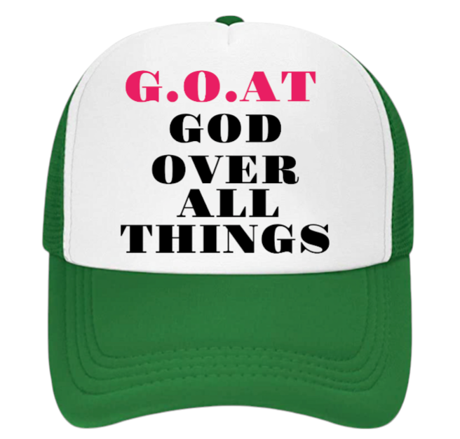 G.O.A.T Hat Adjustable Snapback Trucker Hat God Over All Things Church Faith Hat