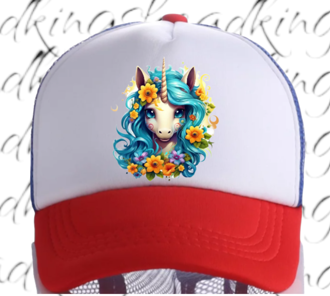 Anime Unicorn Hat Adjustable Snapback Trucker Hat Cute Baby Unicorn Floral Hat