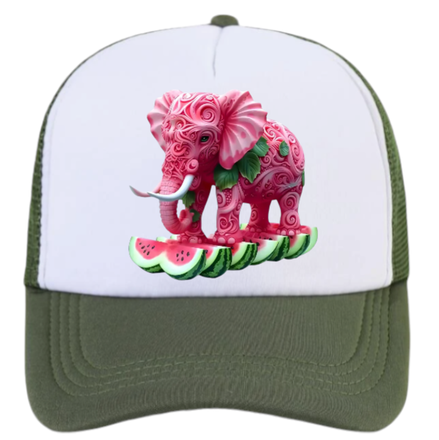 Watermelon Elephant Adjustable Snapback Trucker Hat Summer Hat Watermelons Hat
