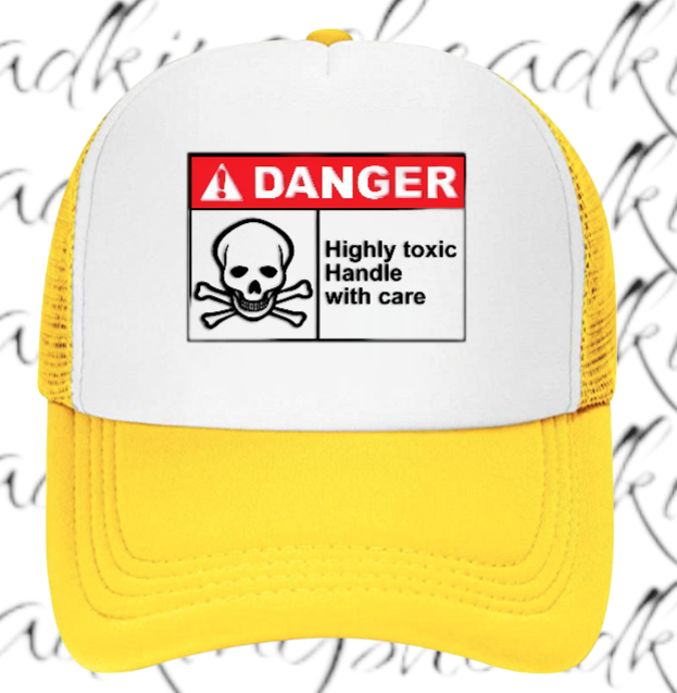 Funny Hat Adjustable Trucker Hat Safety Hat Danger Warning Sign Hat Toxic Love