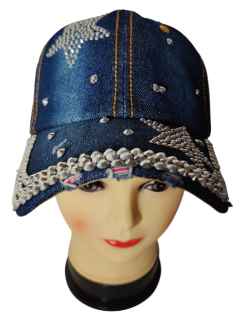 Star Hat Embroidered Adjustable Baseball Hat Crystals Star Denim Jeans Style Hat