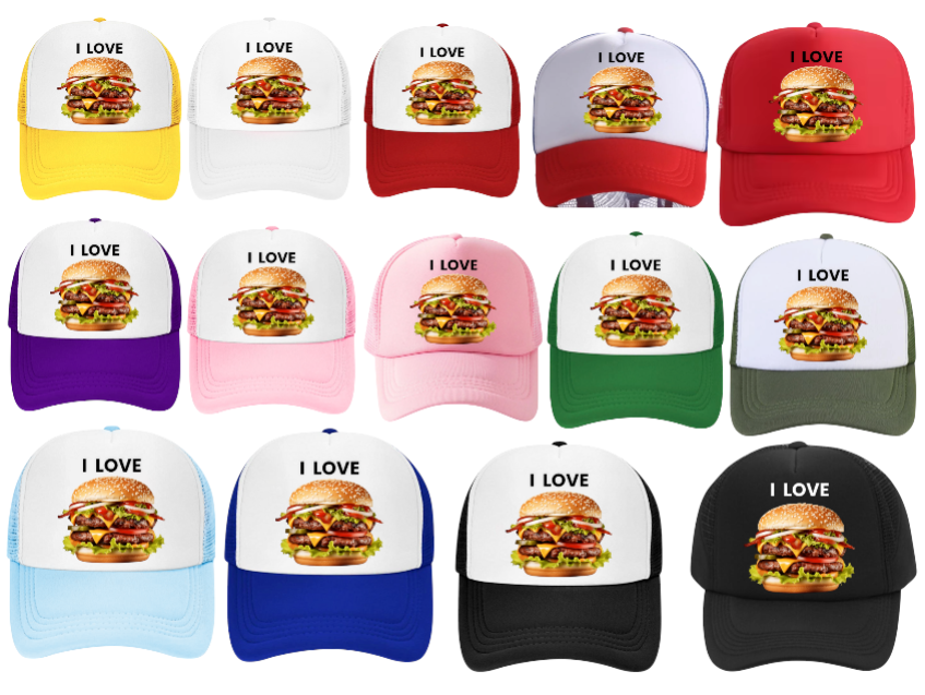 I love Burgers Hat Adjustable Snapback Trucker Hat Burgers Hat Coca-Cola Burger