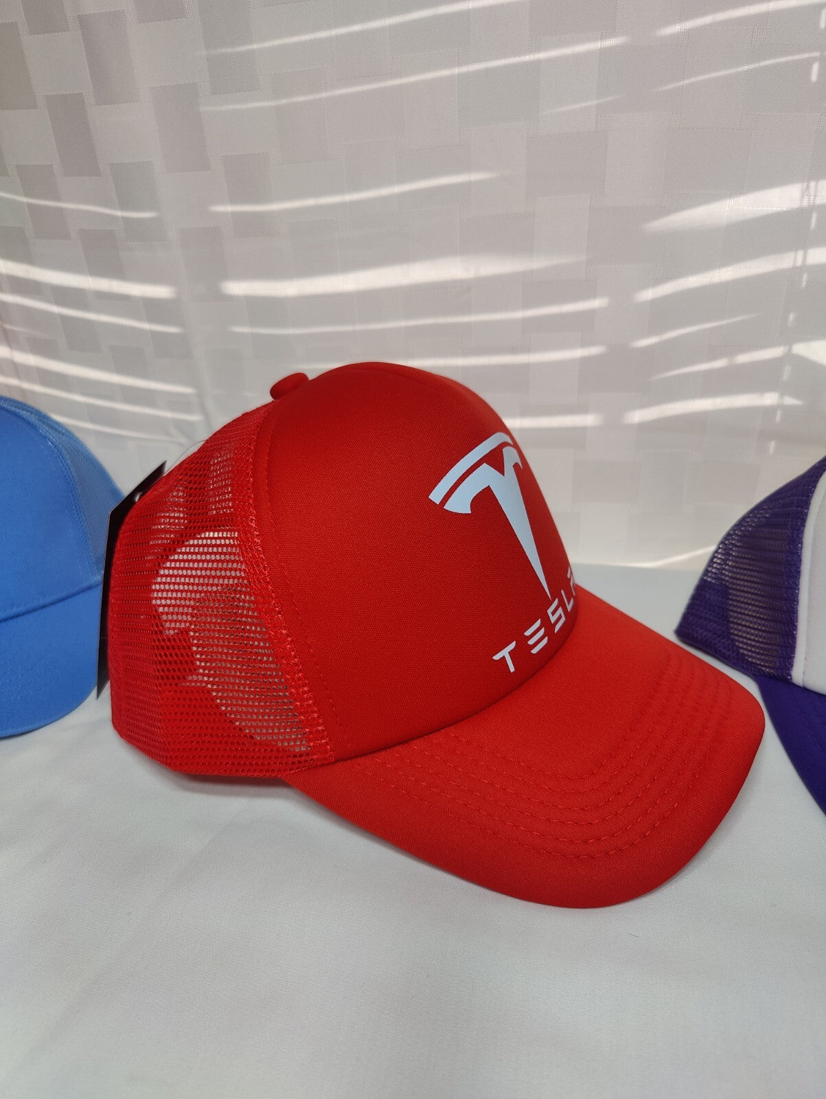 Tesla Hat Adjustable Snapback Trucker Outdoors Hat Tesla Gift Car Lover Hat Red