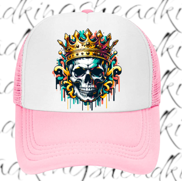 King Hat Adjustable Snapback Trucker Hat Skull Wearing Crown Hat Kingdom Hat