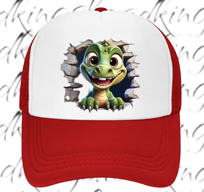 Funny Hat Baby Dinosaur Hat Adjustable Snapback Trucker Hat Cute Baby Dino Anime