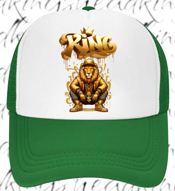 Lion King Adjustable Snapback Trucker Hat Gangster Crown Lion King Dollar Chain