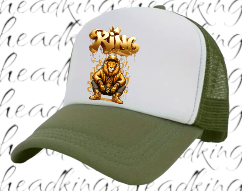 Lion King Adjustable Snapback Trucker Hat Gangster Crown Lion King Dollar Chain
