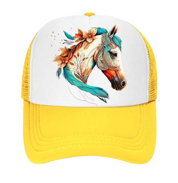 Horse Hat Adjustable Snapback Trucker Hat Colorful Bohemian Horse Hat
