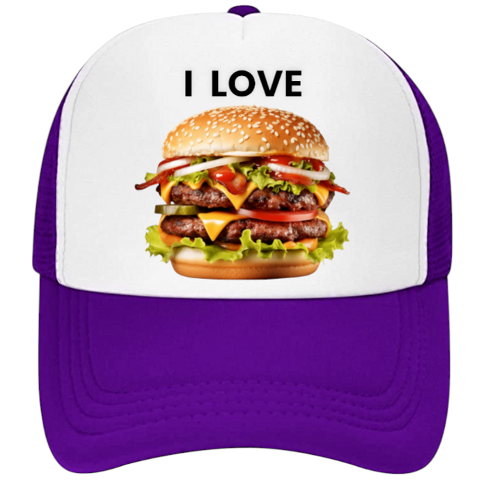I love Burgers Hat Adjustable Snapback Trucker Hat Burgers Hat Coca-Cola Burger