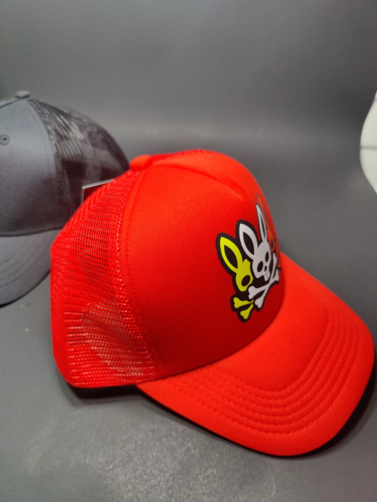 Bunny Hat Skull Hat Adjustable Snapback Trucker Outdoors Hat 3 Skull Bunnies Red