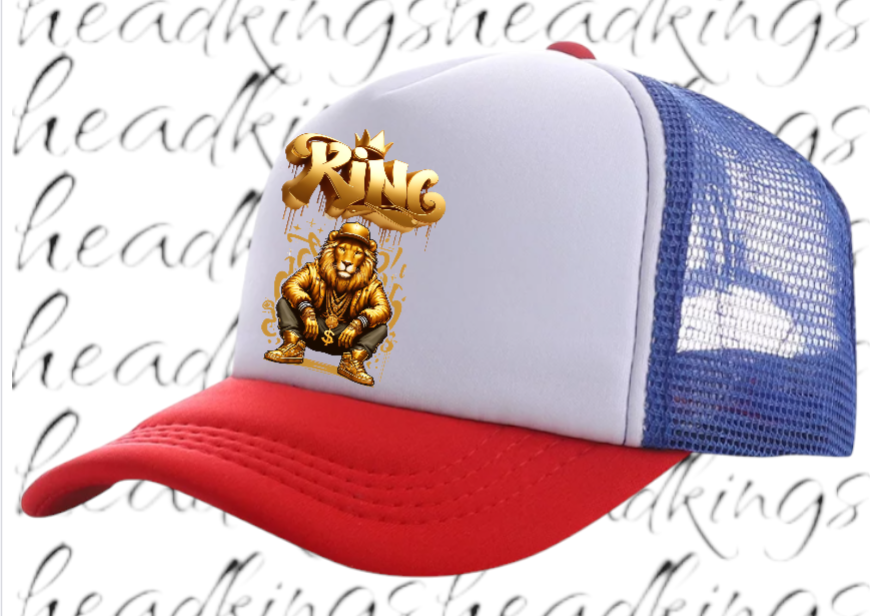 Lion King Adjustable Snapback Trucker Hat Gangster Crown Lion King Dollar Chain