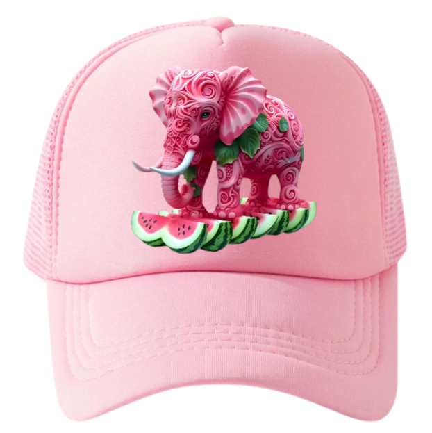 Watermelon Elephant Adjustable Snapback Trucker Hat Summer Hat Watermelons Hat