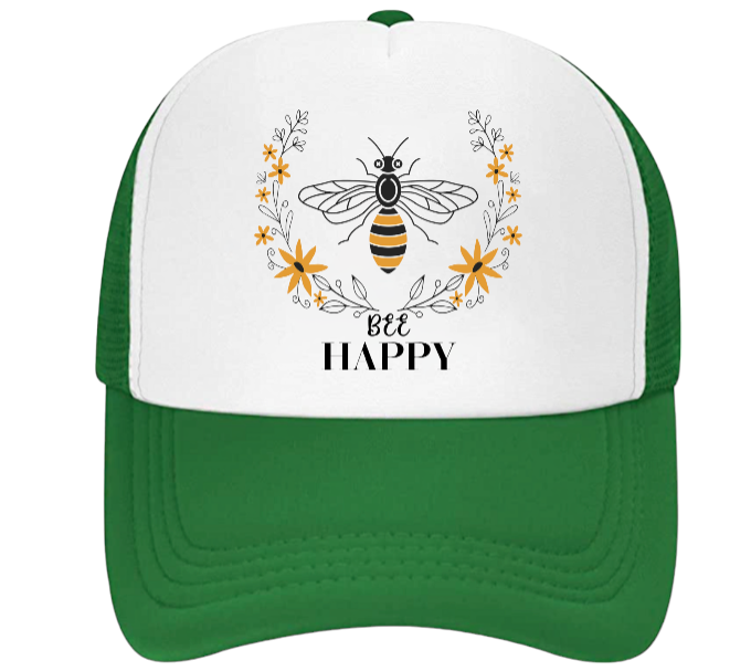 Bee Happy Baseball Hat Trucker Hat Adjustable Snapback BEE Hat