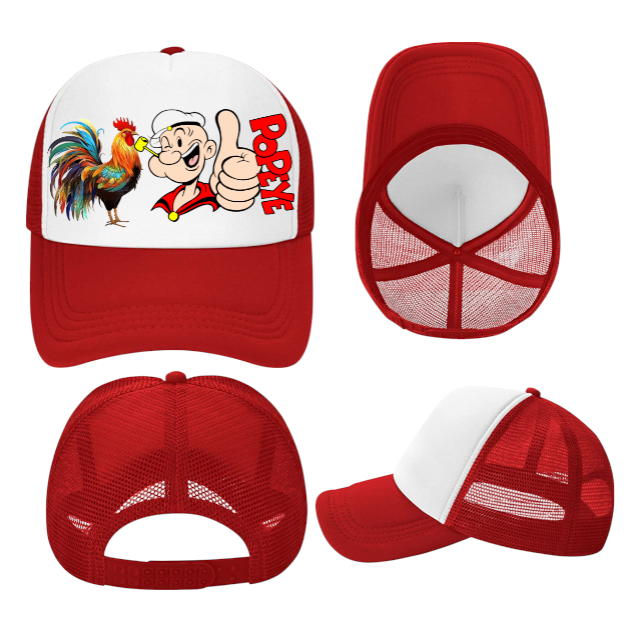 Popeye Hat Adjustable Snapback Trucker Hat Popeyes Chicken Hat Red Chicken Lover