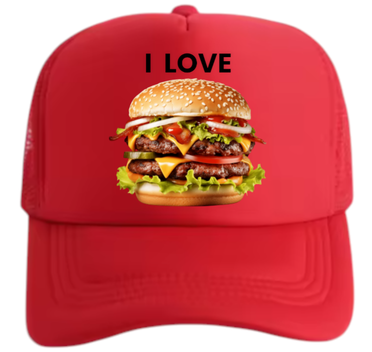 I love Burgers Hat Adjustable Snapback Trucker Hat Burgers Hat Coca-Cola Burger