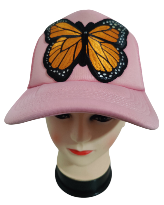 Monarch Butterfly Hat Adjustable Trucker Hat Large Embroider Colorful Butterfly