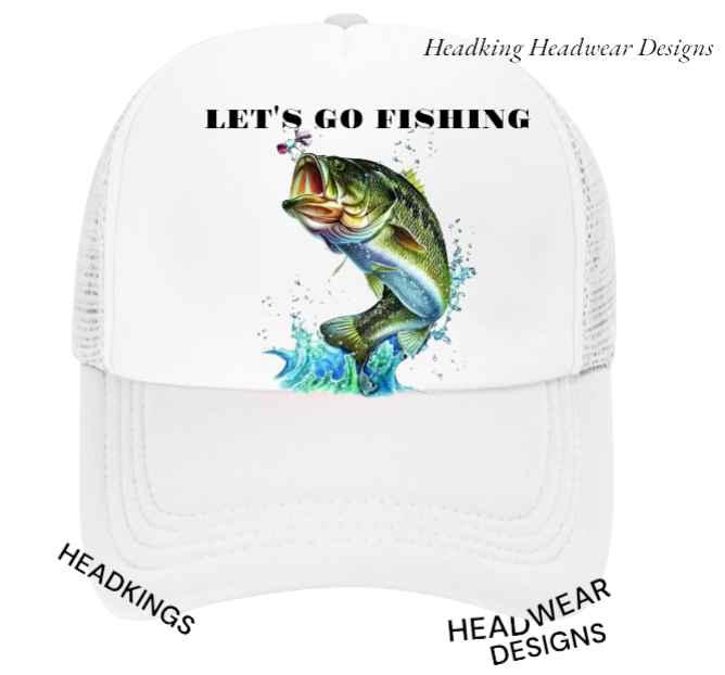 Fishing Hat Adjustable Snapback Trucker Hat Let's Go Fishing Hat Sea Fish Bait