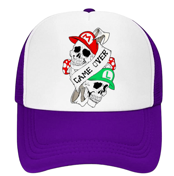 Super Mario Hat Game Over Skull Hat Baseball Hat Trucker Hat Mario Luigi Skull