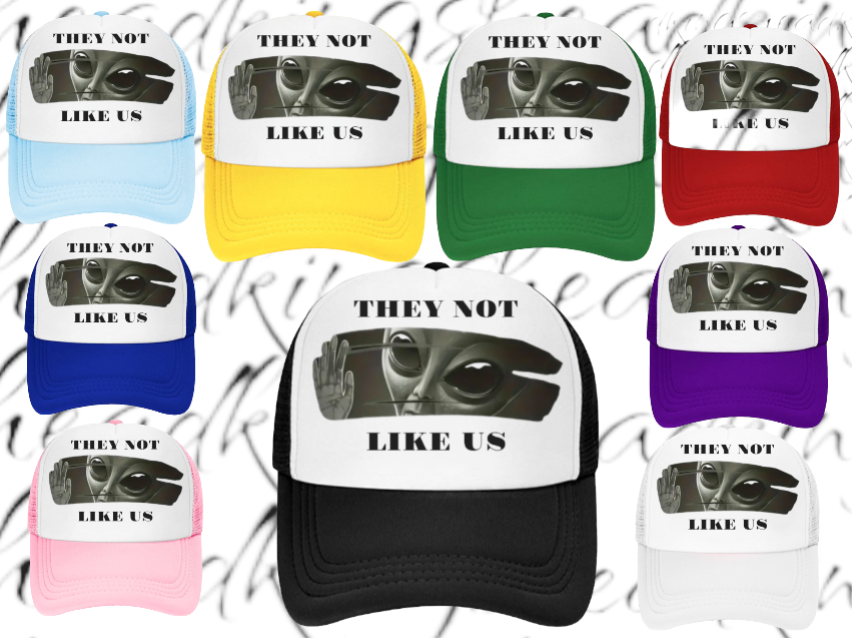 Alien Hat Adjustable Snapback Trucker Hat Alien Hat They Not Like Us Scary Alien