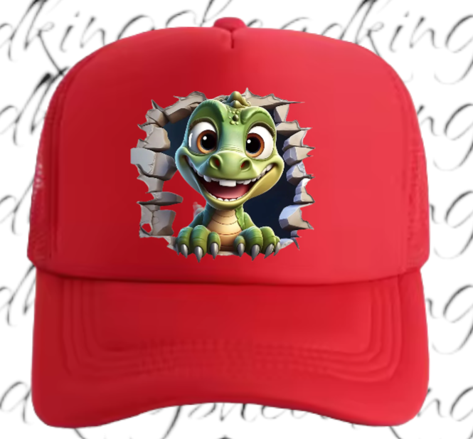 Funny Hat Baby Dinosaur Hat Adjustable Snapback Trucker Hat Cute Baby Dino Anime