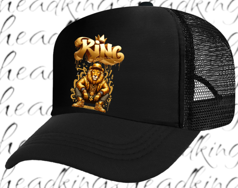 Lion King Adjustable Snapback Trucker Hat Gangster Crown Lion King Dollar Chain
