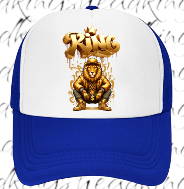 Lion King Adjustable Snapback Trucker Hat Gangster Crown Lion King Dollar Chain