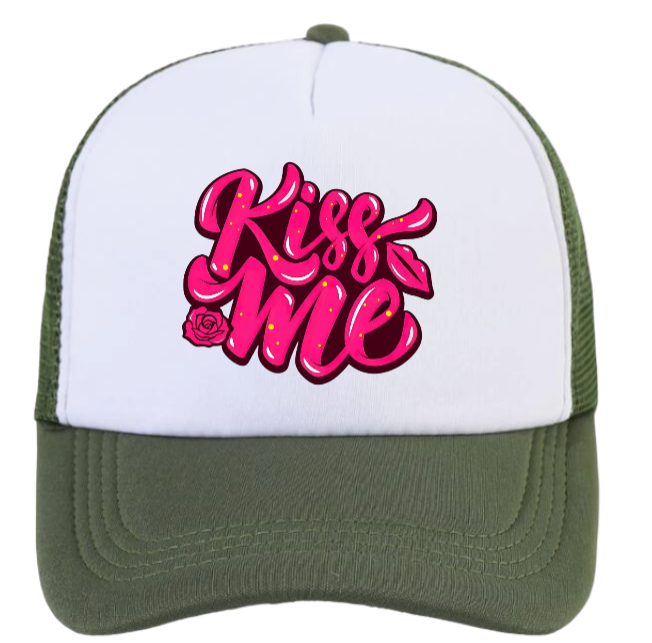 Valentines Day Hat Trucker Adjustable Hat Snapback Playful Funny Kiss Me Hat