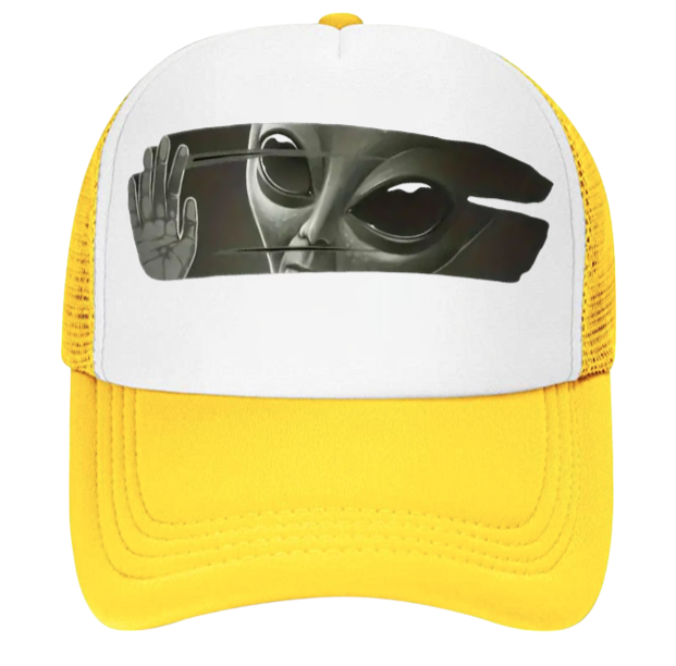 Funny Hat Alien Hat Adjustable Snapback Trucker Hat Scary Alien Peeping at Human