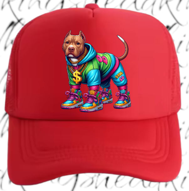 Dog Hat Adjustable Snapback Trucker Hat Gangster Dog Sneakers Dog Bulldog