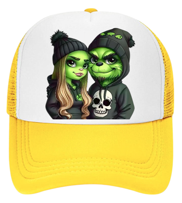 Grinch Hat Adjustable Snapback Trucker Hat Christmas Theme Couple Lovers Hat