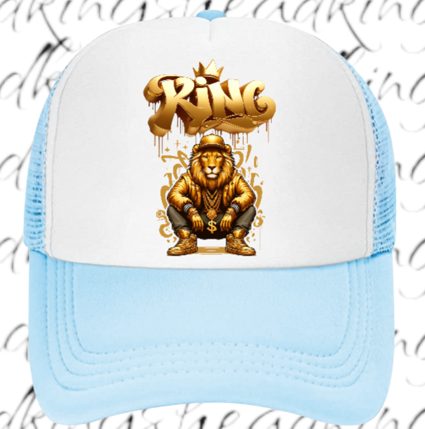 Lion King Adjustable Snapback Trucker Hat Gangster Crown Lion King Dollar Chain