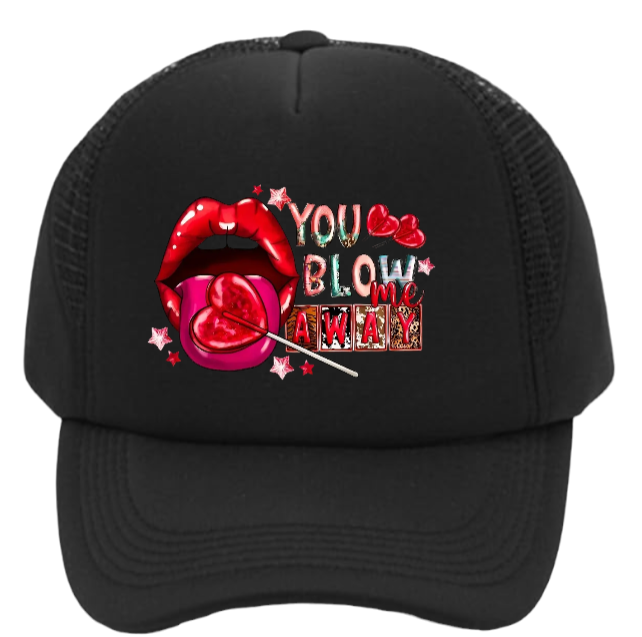 Valentines Hat Adjustable Trucker Hat Snapback Funny Lip Hat Lollipop Candy Gift