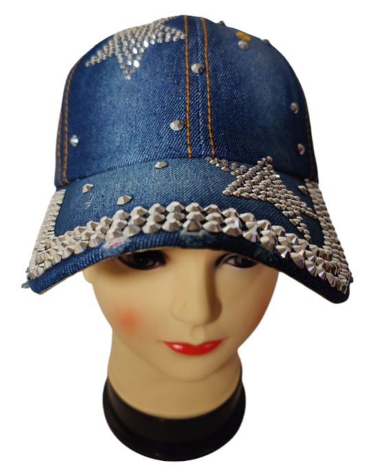 Star Hat Embroidered Adjustable Baseball Hat Crystals Star Denim Jeans Style Hat