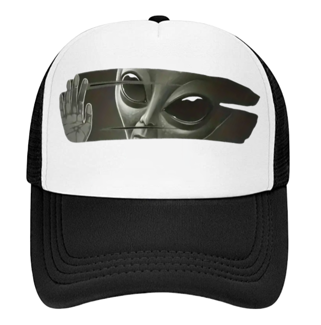 Funny Hat Alien Hat Adjustable Snapback Trucker Hat Scary Alien Peeping at Human
