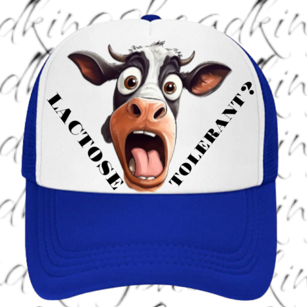 Lactose Tolerant Hat Adjustable Snapback Trucker Hat Surprised Cow Funny Hat