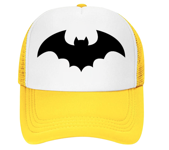 Black Bat Baseball Hat Adjustable Snapback Trucker Hat Bat Print Hat Halloween
