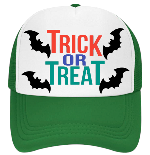 Trick Or Treat Halloween Hat Adjustable Snapback Trucker Hat 4 Bats Halloween