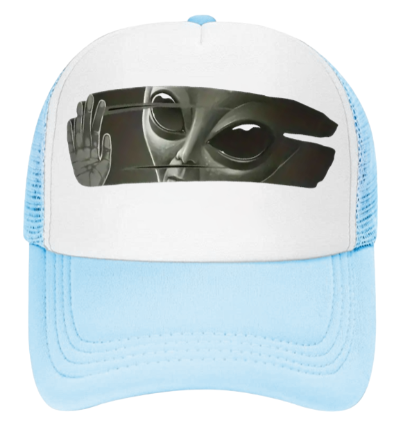 Funny Hat Alien Hat Adjustable Snapback Trucker Hat Scary Alien Peeping at Human