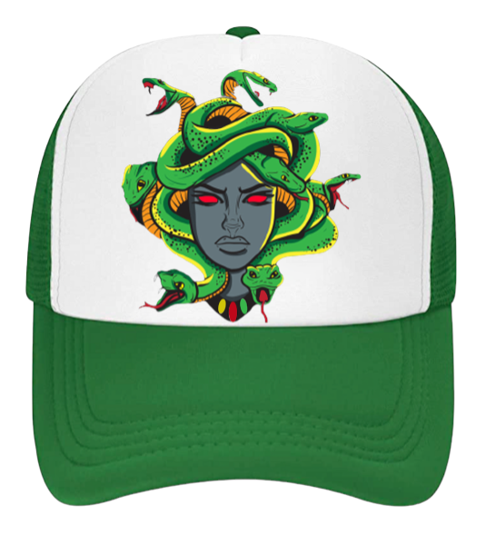 Medusa Hat Beauty Goddess Mythological Creature Trucker Hat 20 Snakes Halloween