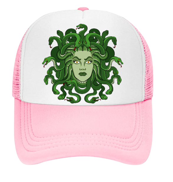 Medusa Hat Beauty Goddess Mythological Creature Trucker Hat 20 Snakes Halloween