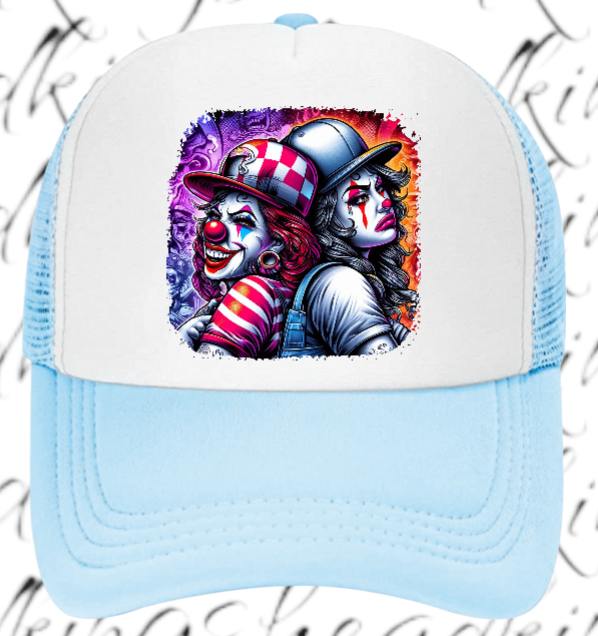 Funny Hat Laugh Now Cry Later Adjustable Snapback Trucker Hat Colorful Clown Hat