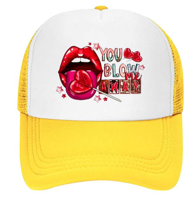 Valentines Hat Adjustable Trucker Hat Snapback Funny Lip Hat Lollipop Candy Gift