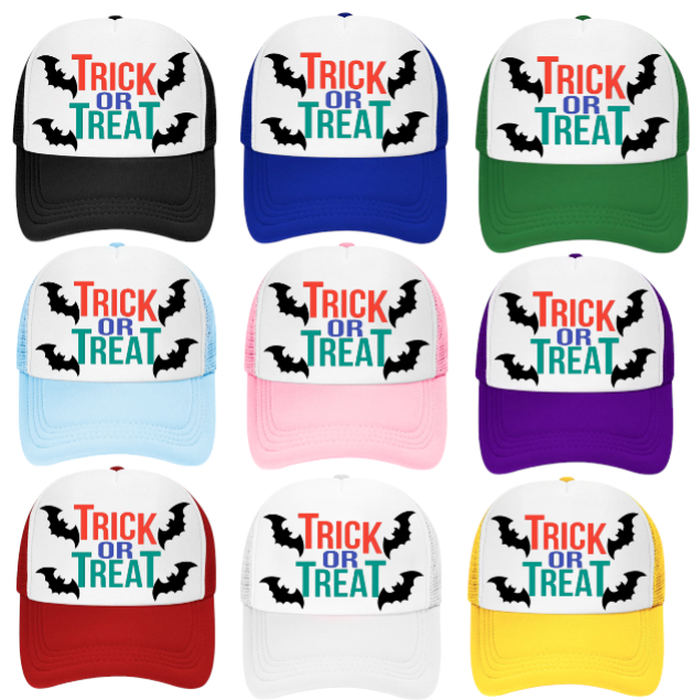 Trick Or Treat Halloween Hat Adjustable Snapback Trucker Hat 4 Bats Halloween