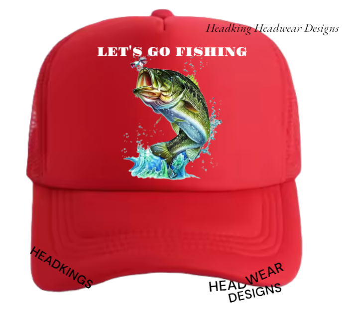 Fishing Hat Adjustable Snapback Trucker Hat Let's Go Fishing Hat Sea Fish Bait